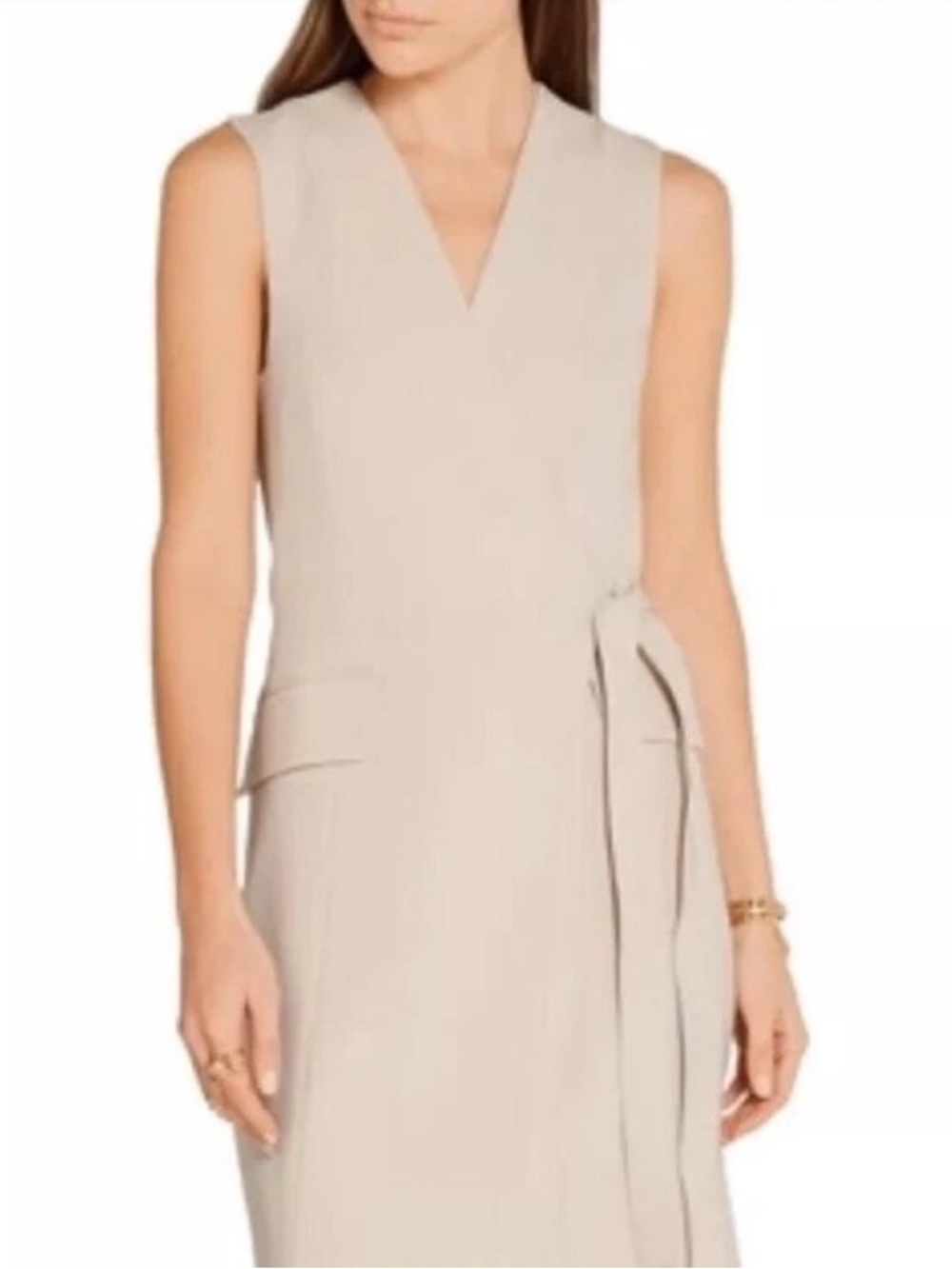 Theory Beige Sleeveless Midi Dress